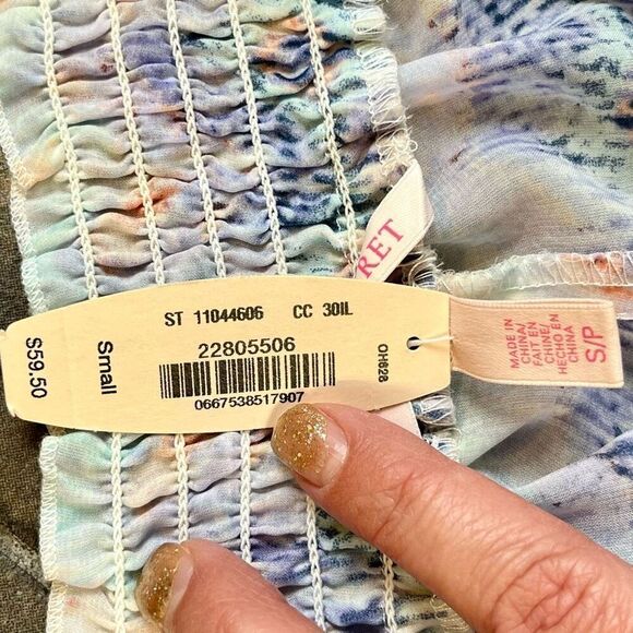 New NWT Victoria’s Secret Multicolored Tye Dye Swim Suit Cover Up Small - Picture 5 of 11